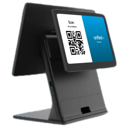 Kassasysteem retail met QR-code display voor betalingen