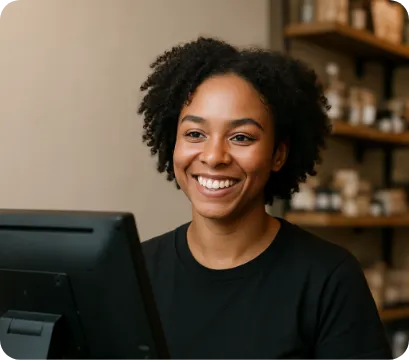 Verkoopmedewerker gebruikt kassasysteem retail in de winkel